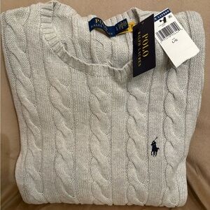 Men’s Polo by Ralph Lauren Light Gray Cable Knit Sweater